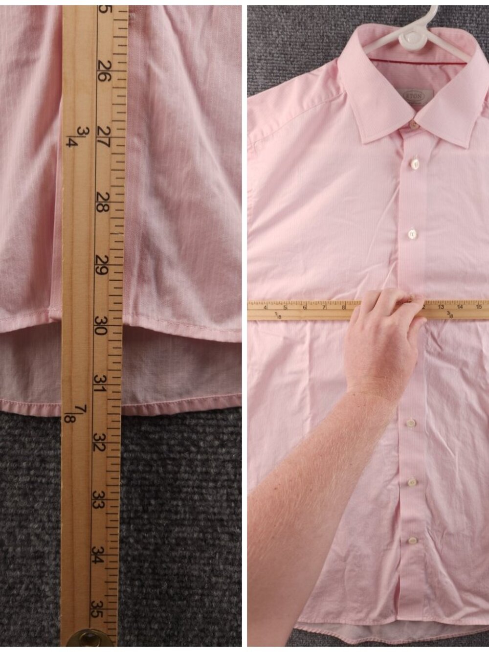 Eton Romania Pink 16.5 Striped Cotton Elegant Shirt Button Up Convertible Cuff - Picture 11 of 16